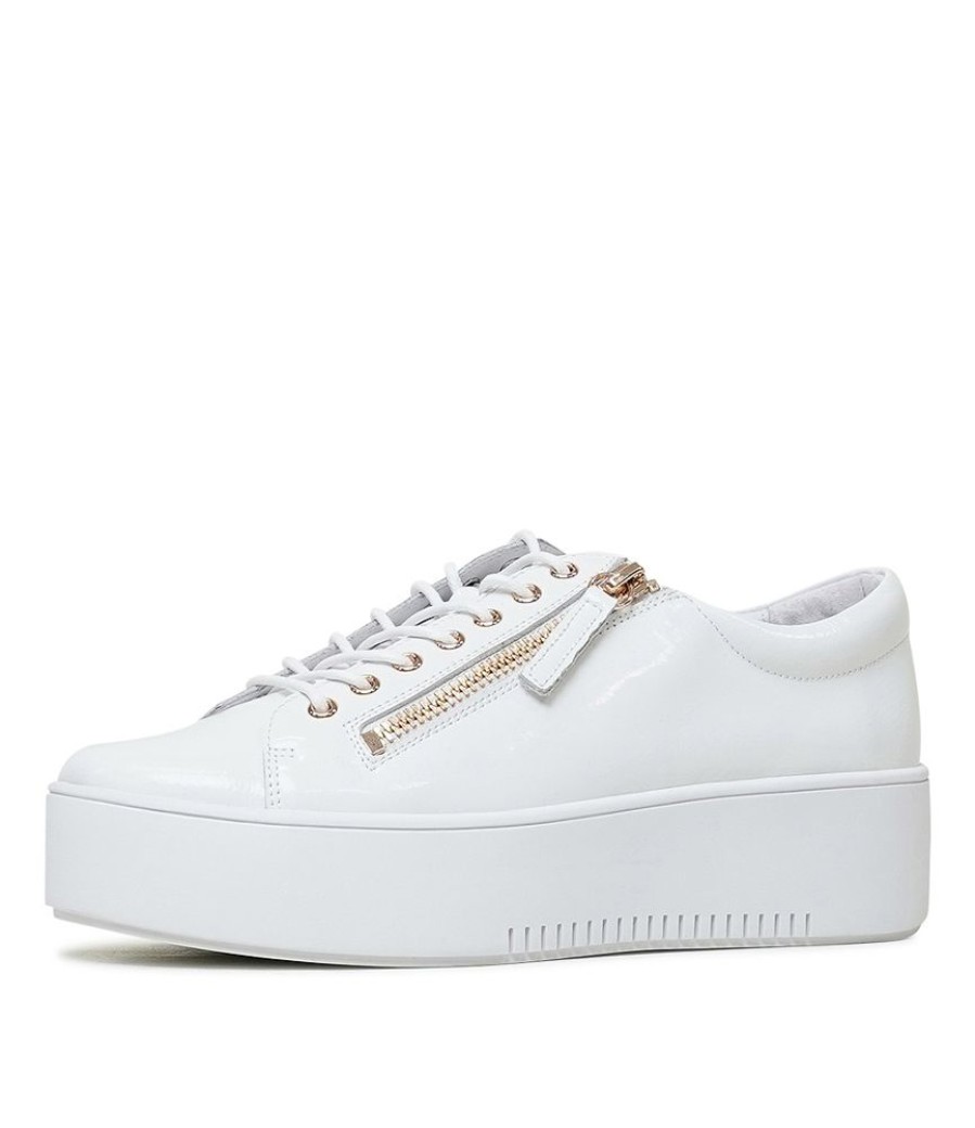 Flats Django & Juliette | Wolfie White Patent Leather Sneakers