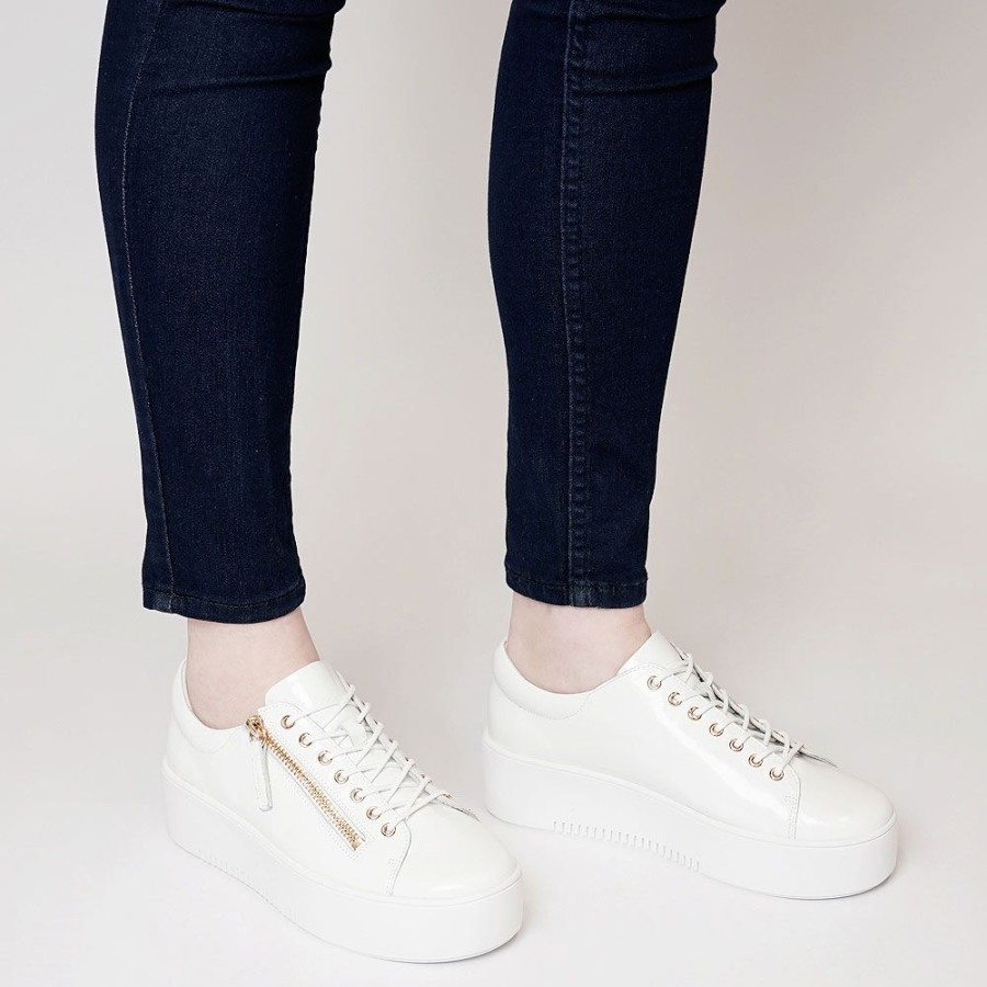 Flats Django & Juliette | Wolfie White Patent Leather Sneakers