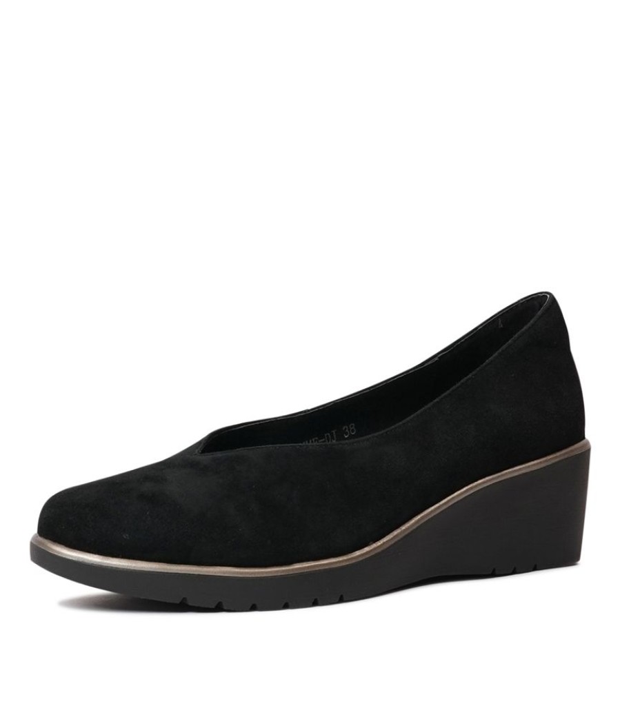 Heels Django & Juliette | Umme Black Suede Wedges