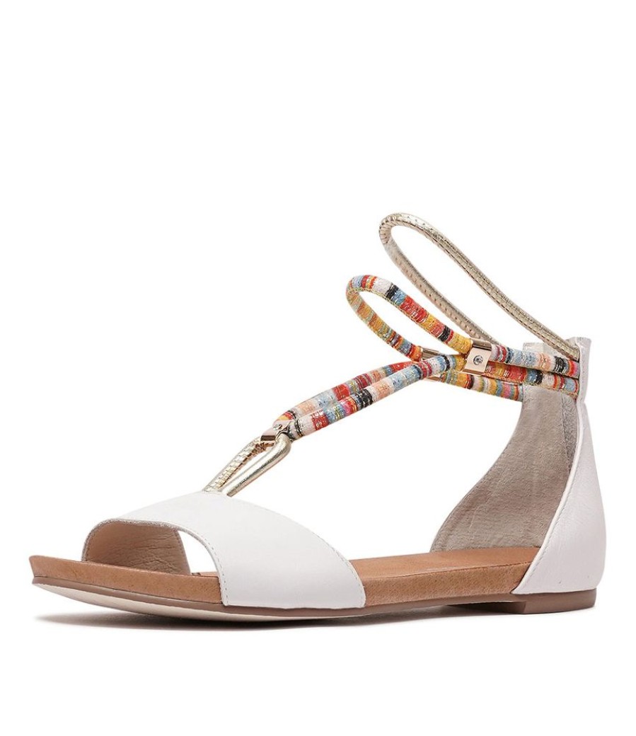 Sandals Django & Juliette | Jazmin White Multi Leather Sandals