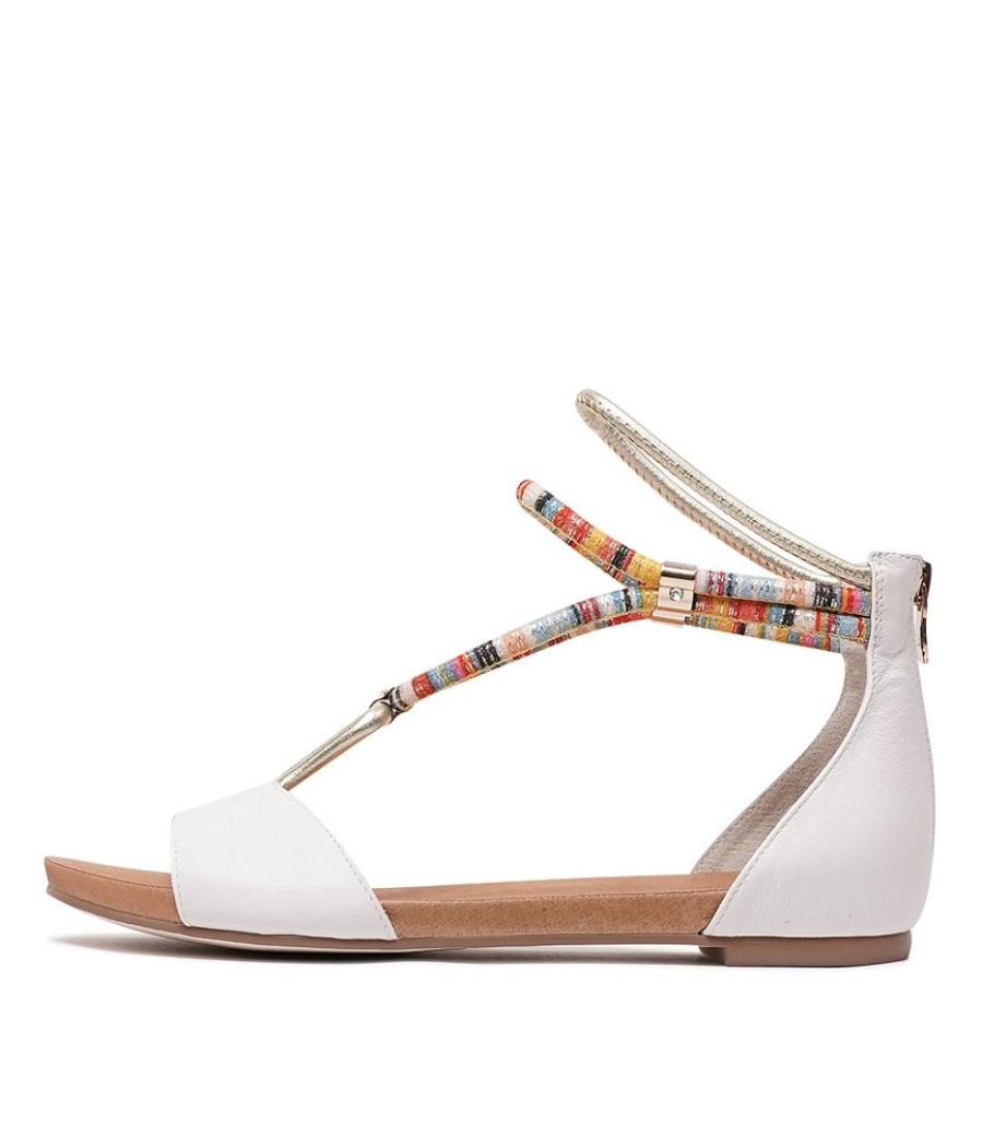 Sandals Django & Juliette | Jazmin White Multi Leather Sandals