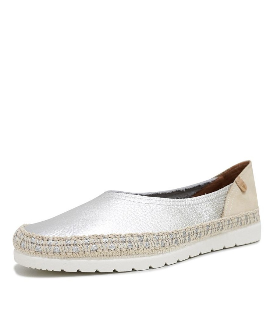 Flats Verbenas | Noelia Silver Leather Slip Ons