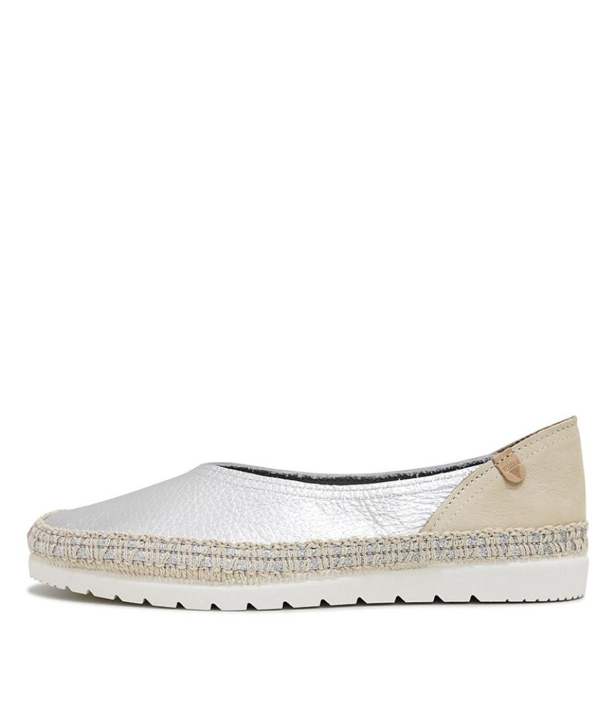 Flats Verbenas | Noelia Silver Leather Slip Ons