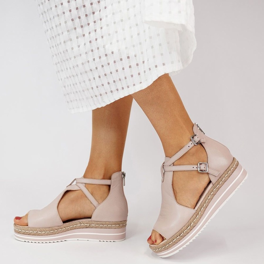 Sandals Django & Juliette | Alexys Rose Leather Platform Sandals