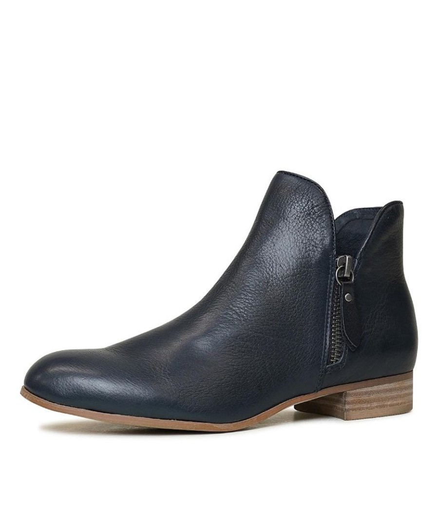 Boots Django & Juliette | Faye Navy Leather Ankle Boots