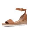 Heels Django & Juliette | Idola Dark Tan Leather Wedges