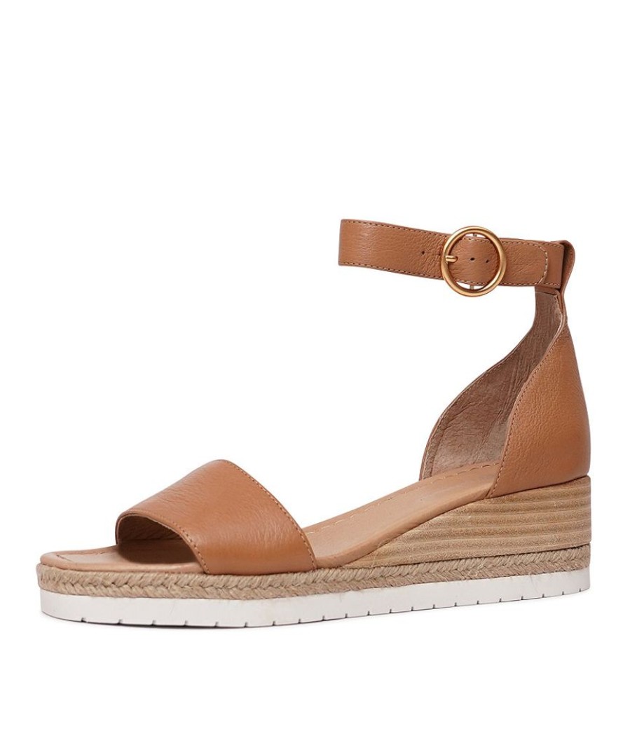 Heels Django & Juliette | Idola Dark Tan Leather Wedges