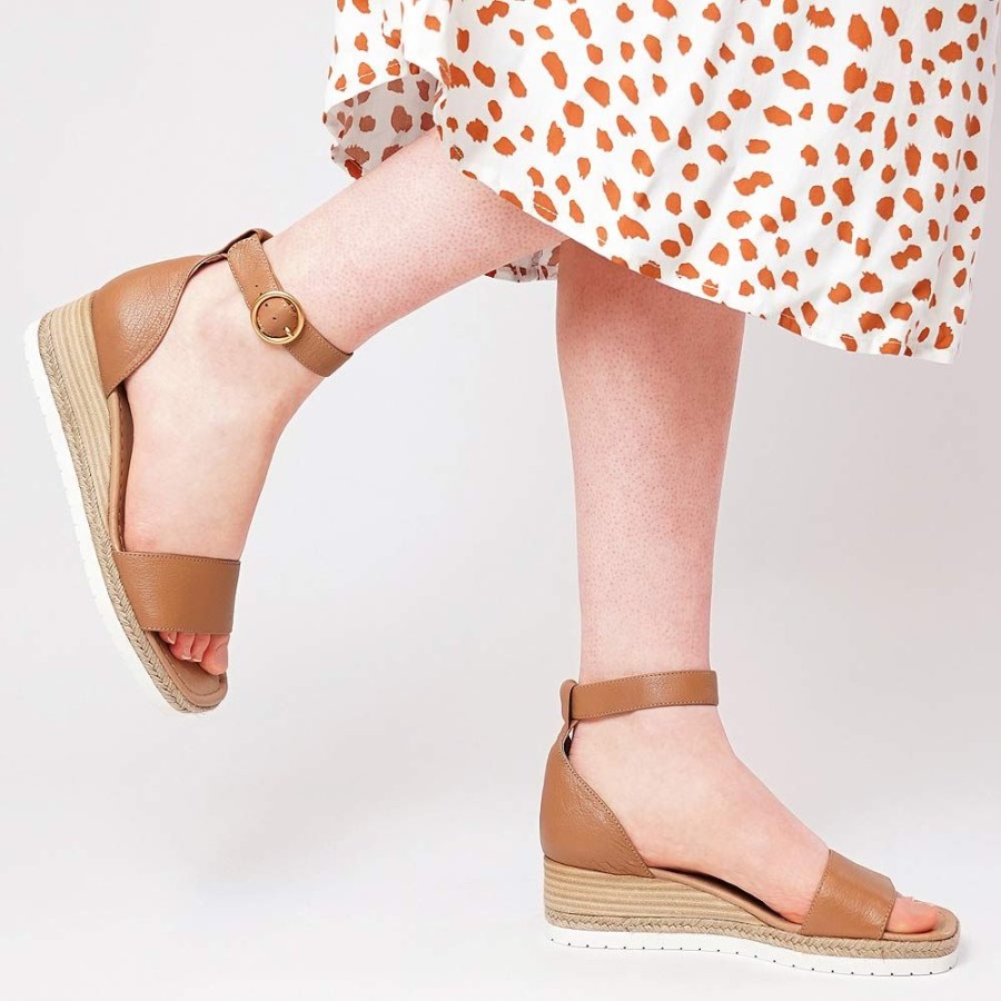 Heels Django & Juliette | Idola Dark Tan Leather Wedges