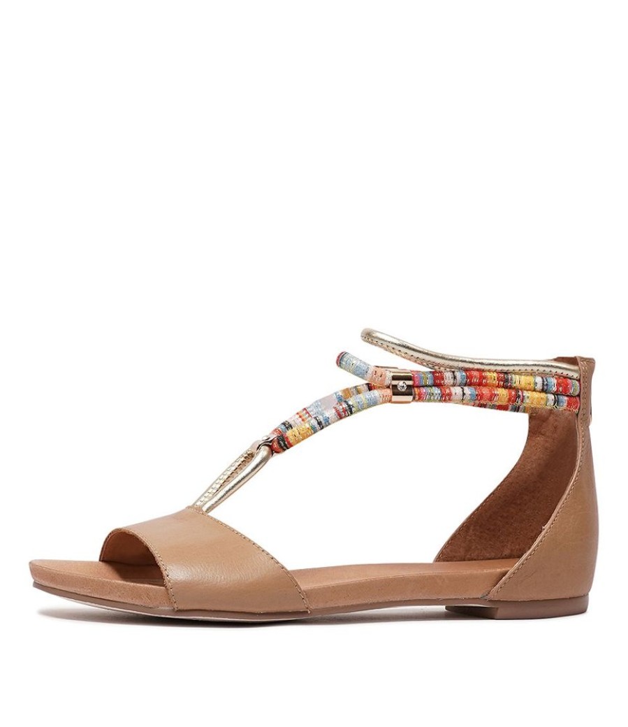 Sandals Django & Juliette | Jazmin Dark Tan Multi Leather Sandals