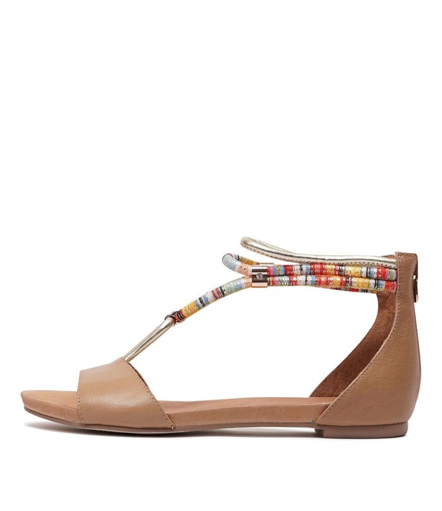 Sandals Django & Juliette | Jazmin Dark Tan Multi Leather Sandals