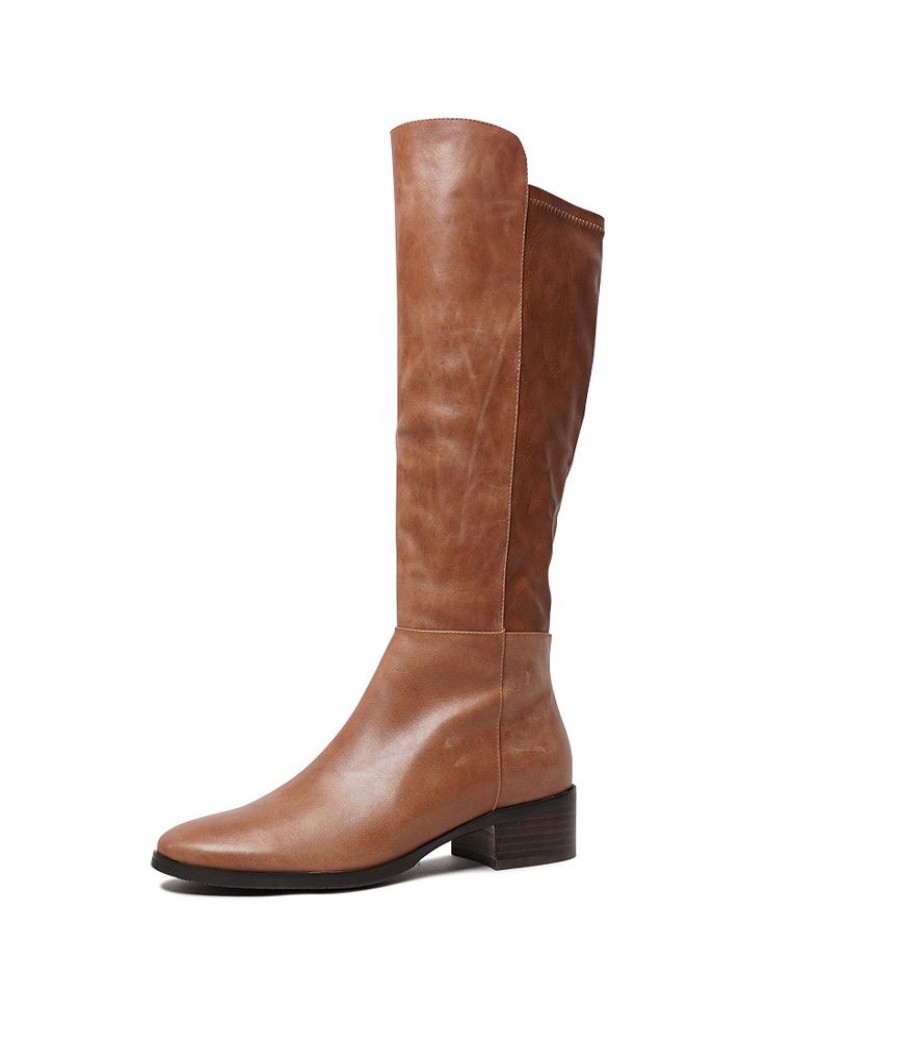 Boots Django & Juliette | Tetley Cognac Leather Knee High Boots