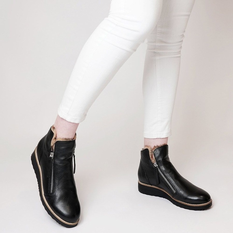 Boots Top End | Opal Black Leather/Ocelot Fur