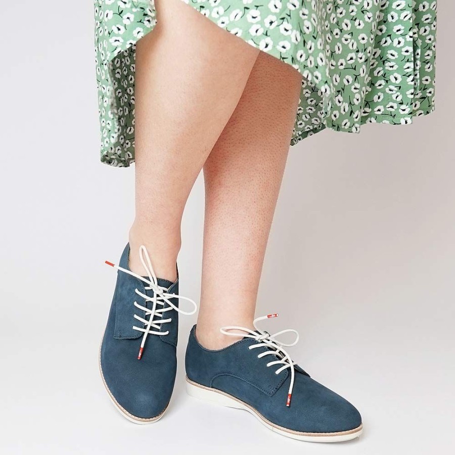 Flats Rollie | Derby - Navy Nubuck