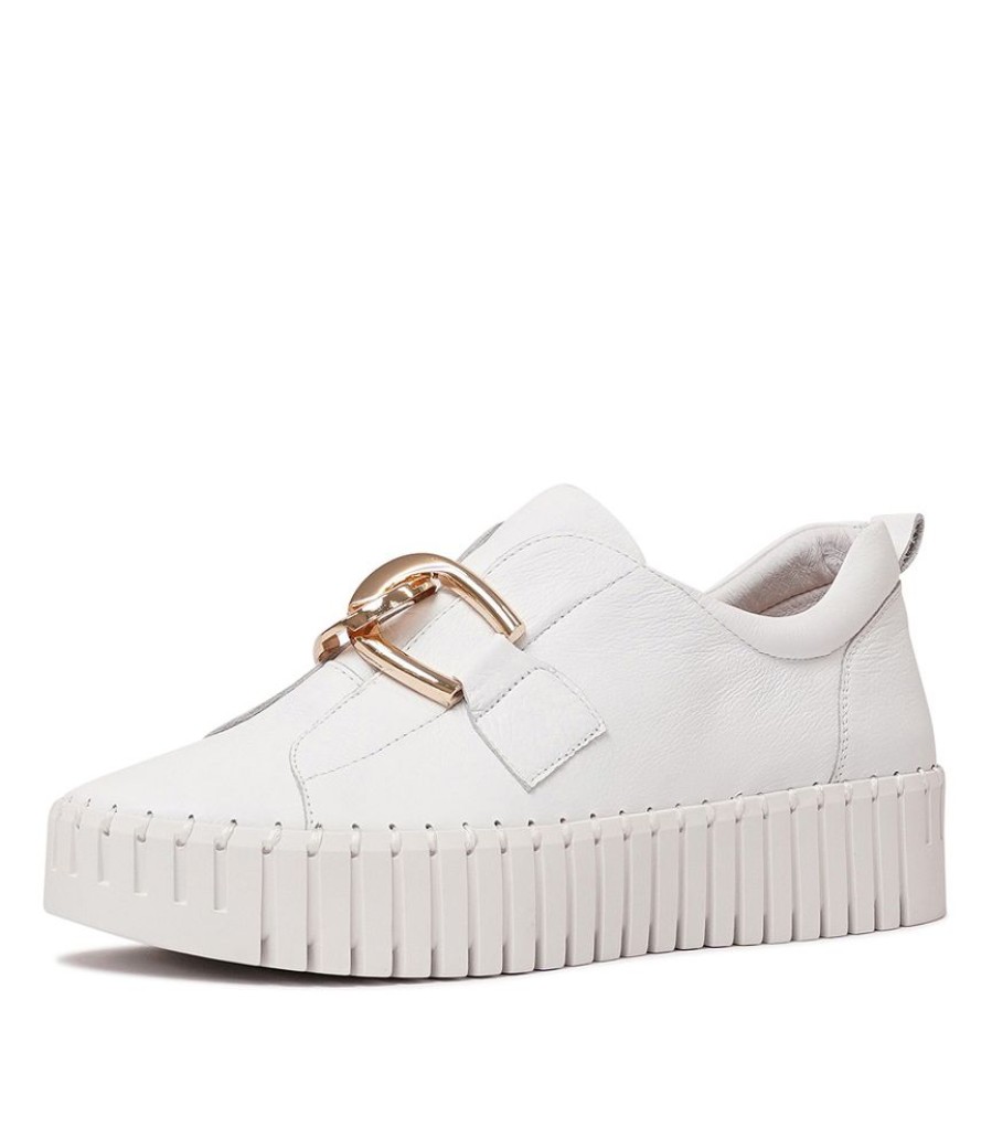 Flats Django & Juliette | Bage White Leather Sneakers