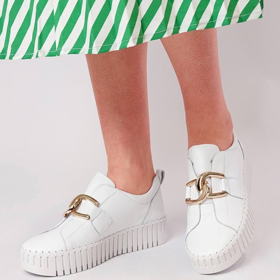 Flats Django & Juliette | Bage White Leather Sneakers