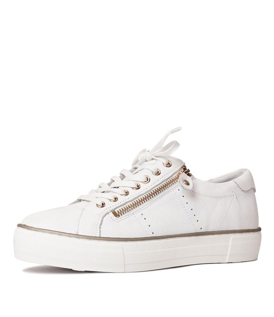 Flats Django & Juliette | Froggy White Leather Sneakers