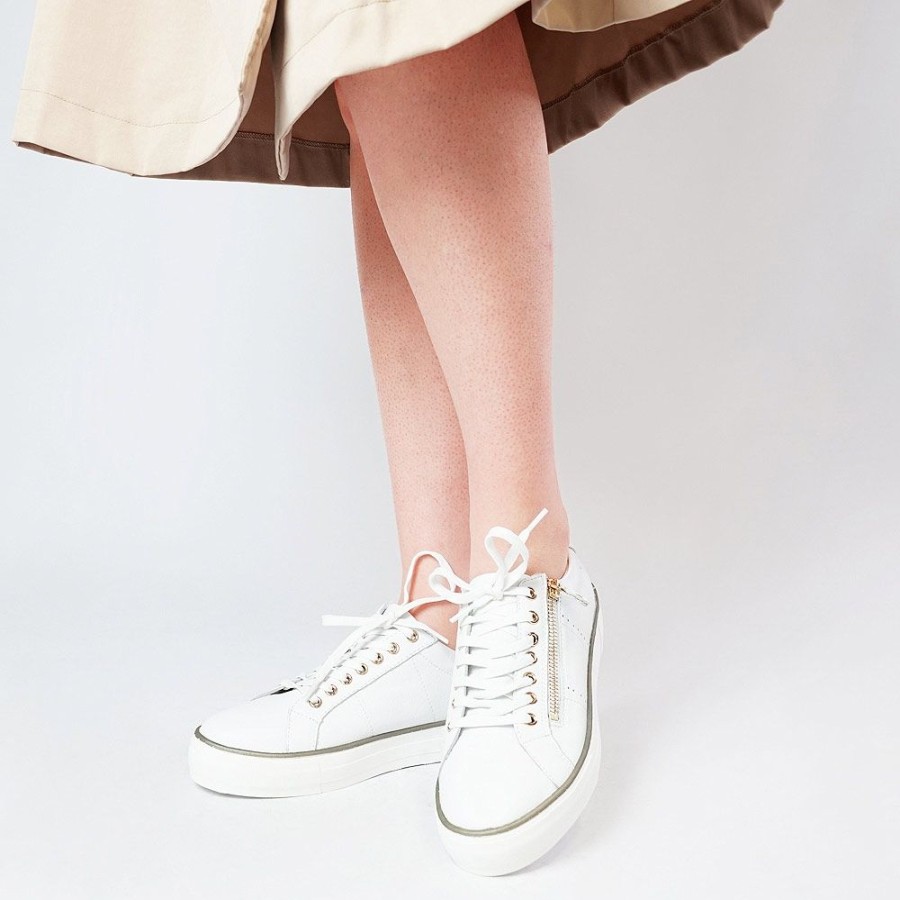 Flats Django & Juliette | Froggy White Leather Sneakers