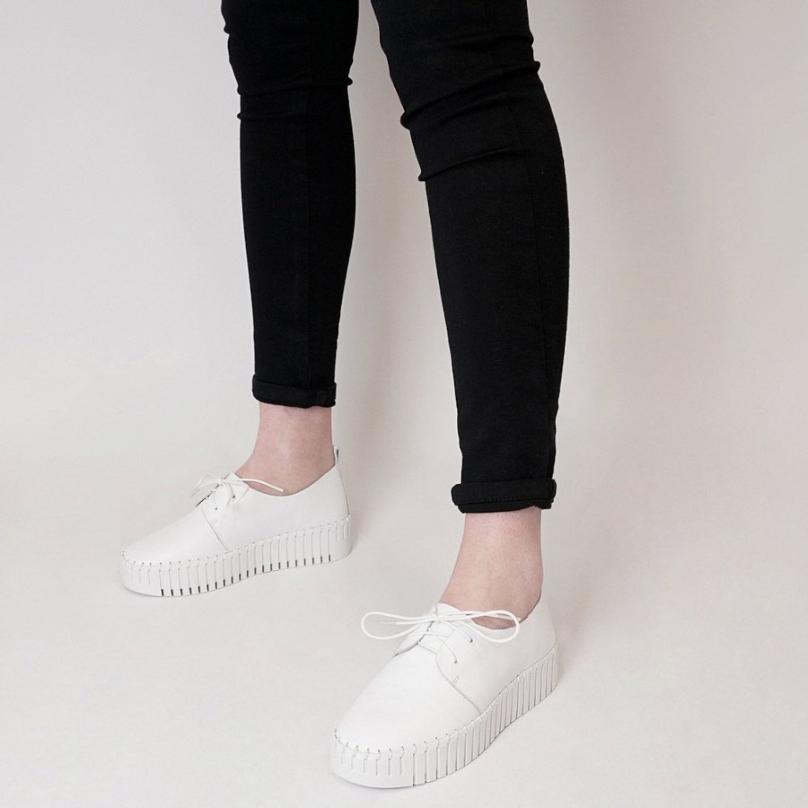 Flats Django & Juliette | Brenda White Leather Sneakers