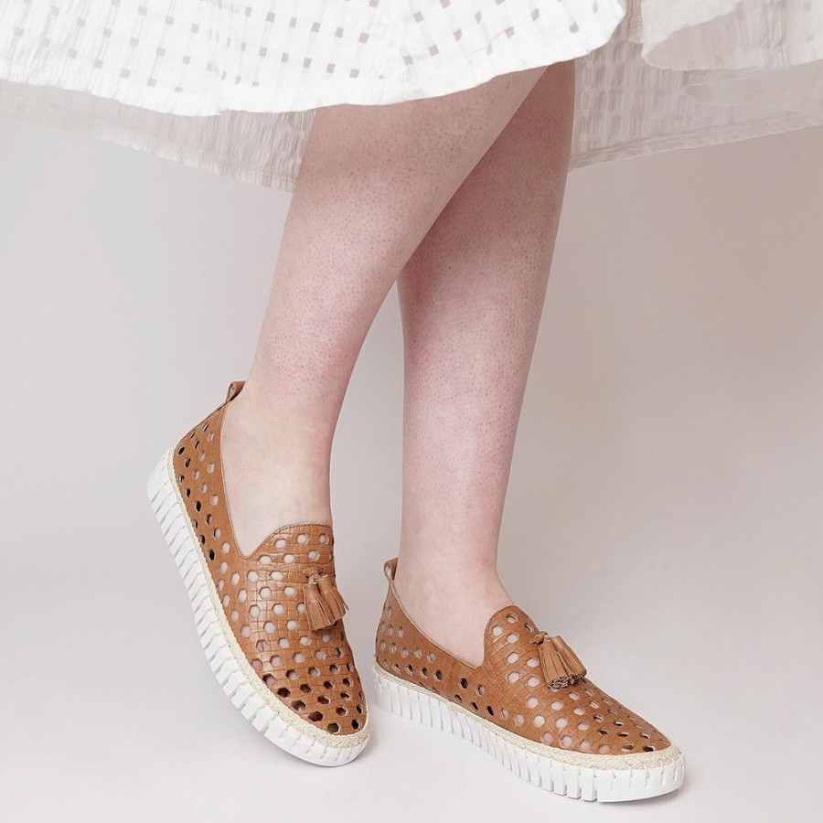 Flats Django & Juliette | Hala Tan Leather Loafers