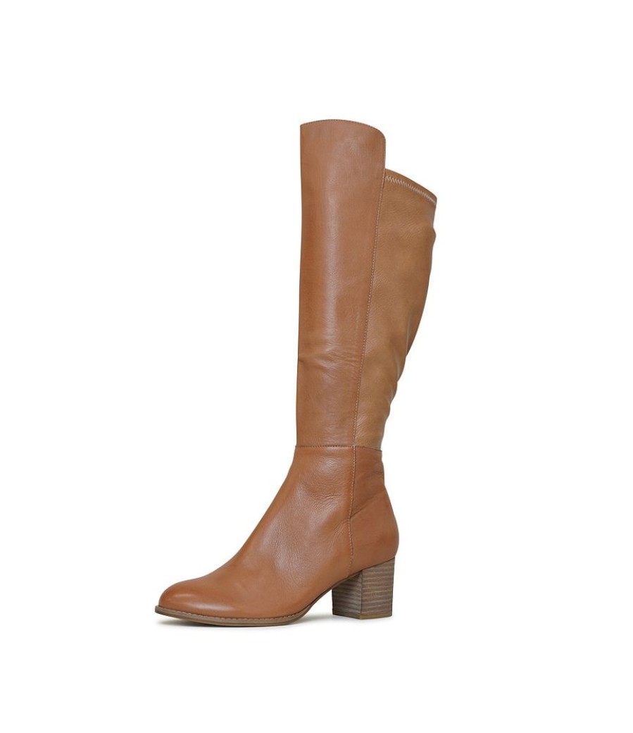 Boots Django & Juliette | Setley Dark Tan Leather Knee High Boots