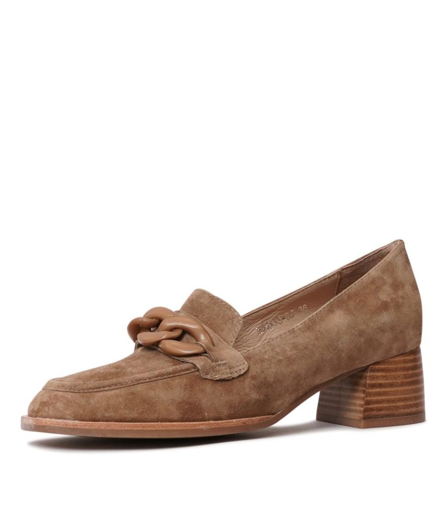 Flats Django & Juliette | Nomass Light Choc Suede Loafers