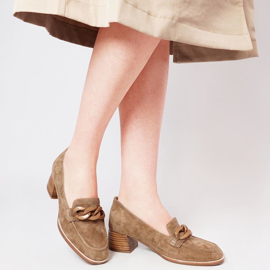 Flats Django & Juliette | Nomass Light Choc Suede Loafers