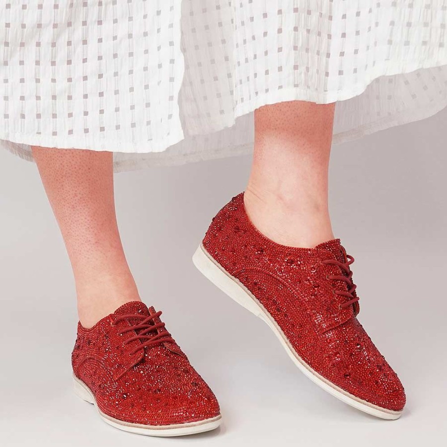 Flats Rollie | Derby Rhinestone Red