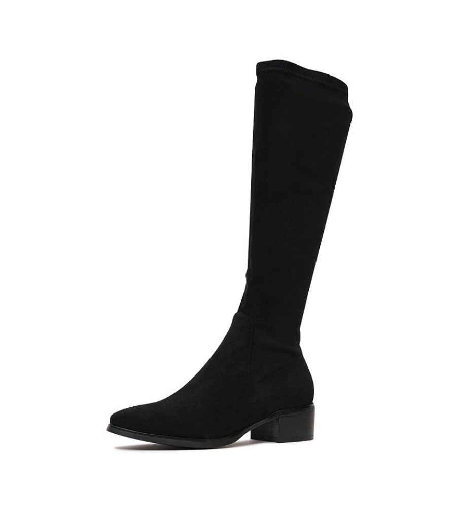 Boots Django & Juliette | Timothie Black Stretch Microsuede