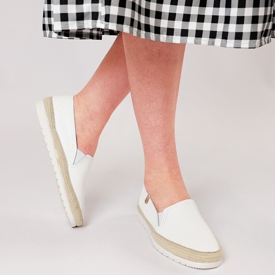 Flats Verbenas | Nuria White Leather Slip Ons