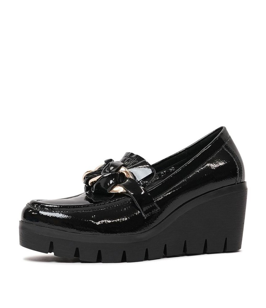 Heels Django & Juliette | Newcomb Black Patent Leather Wedges