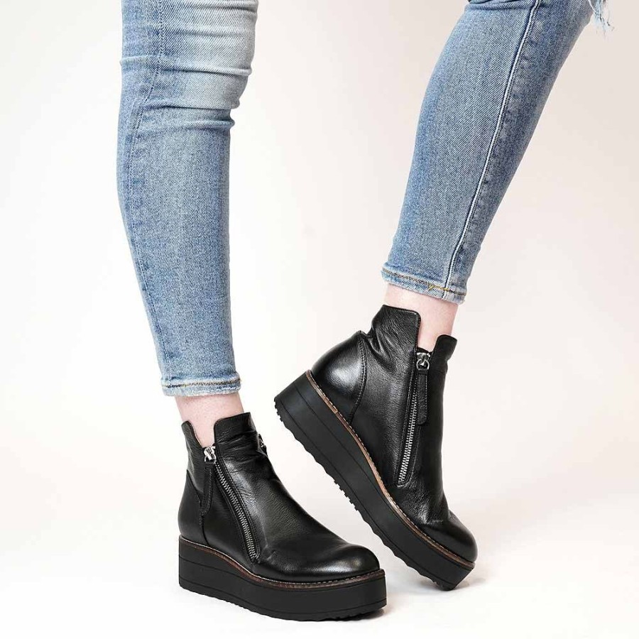 Boots Top End | Nene Black/ Black Leather Ankle Boots