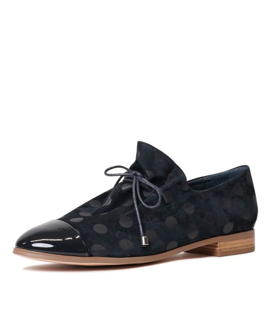 Flats Django & Juliette | Jabin Navy Patent/ Navy Dot Suede Flats