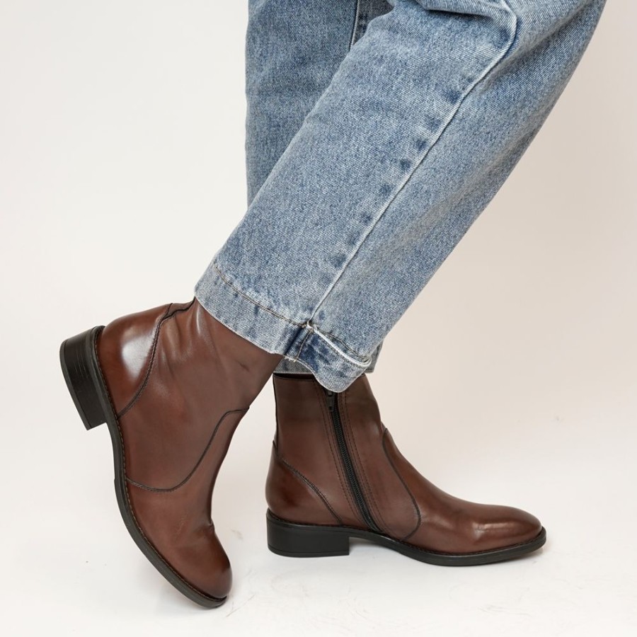 Boots EOS Shoes | Seline Chestnut Leather Ankle Boots