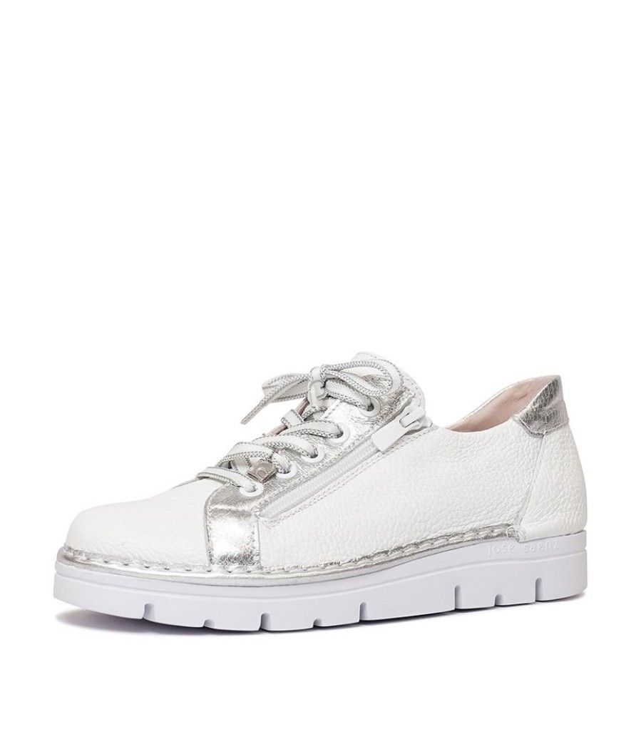 Flats Jose Saenz | Js-2001 White/ Silver Leather Sneakers