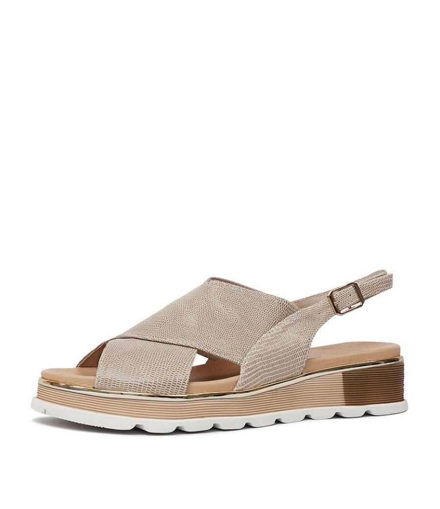 Sandals Top End | Ulrika Taupe Lizard