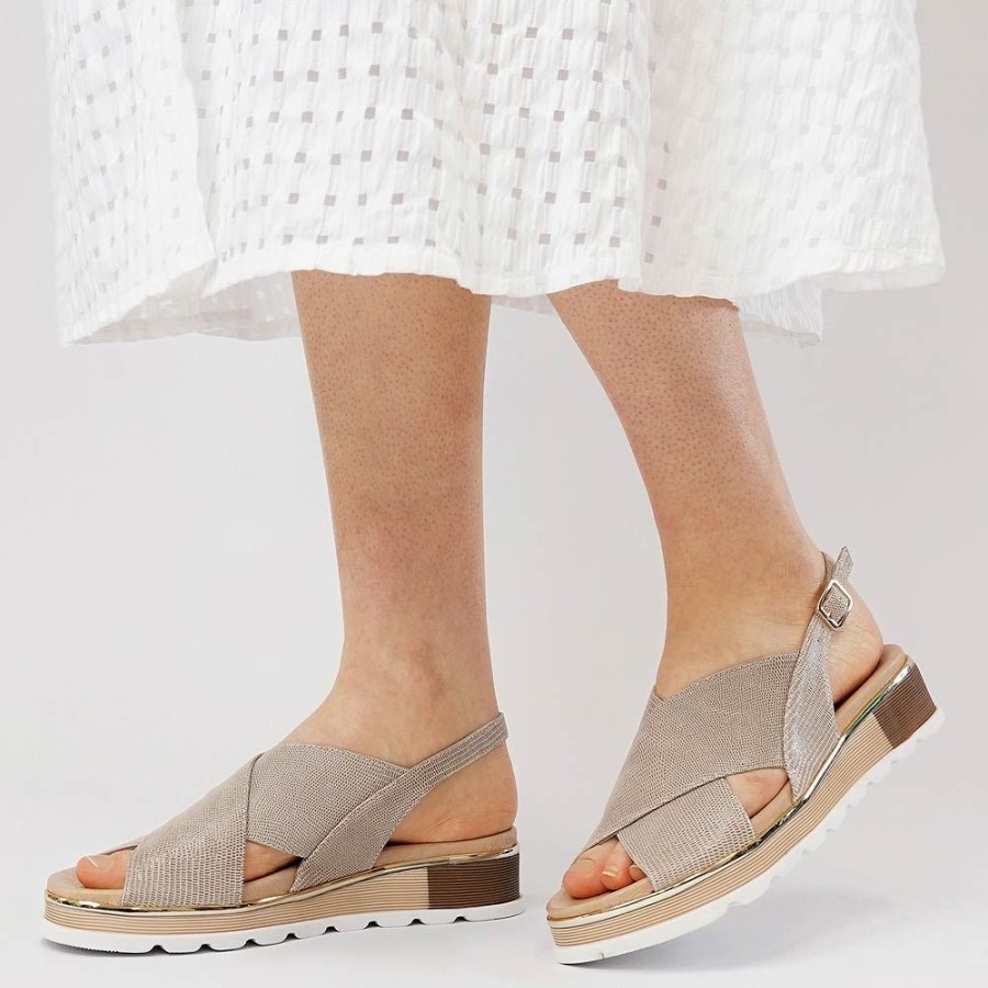 Sandals Top End | Ulrika Taupe Lizard