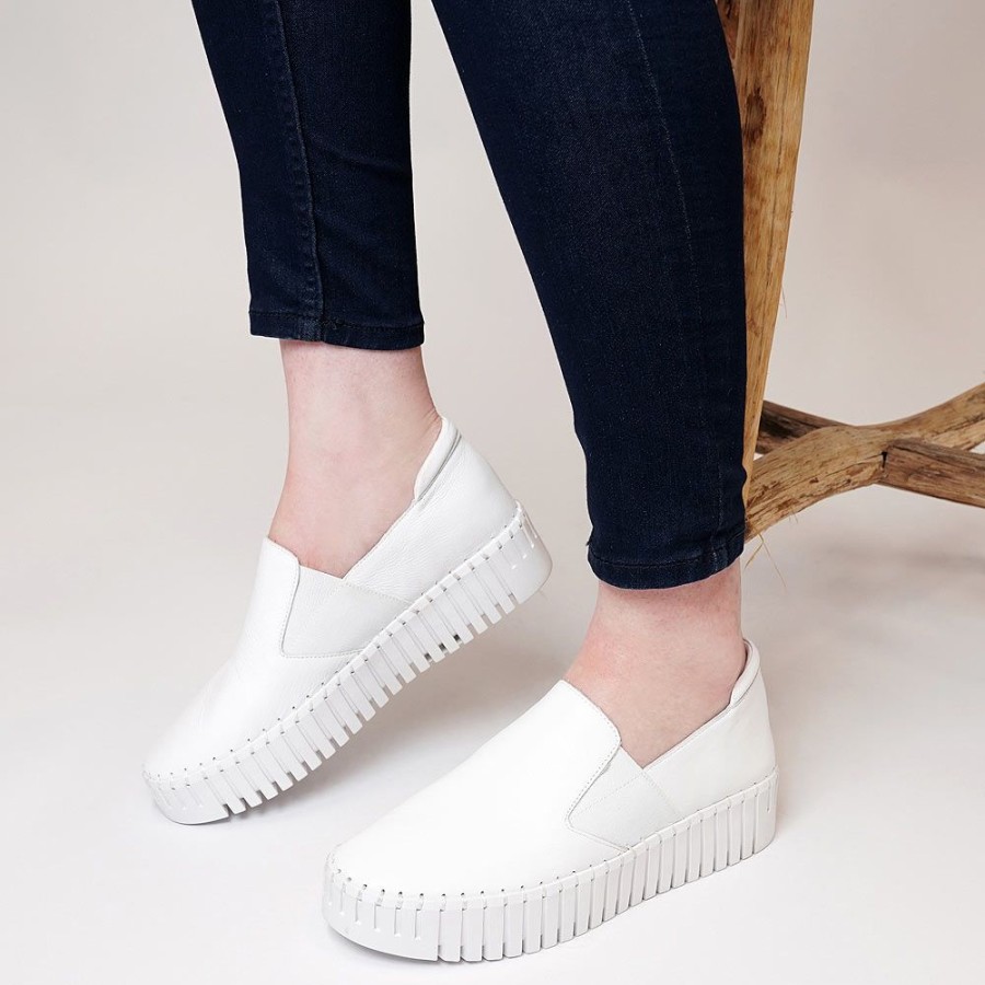 Flats Django & Juliette | Becca White Leather Sneakers