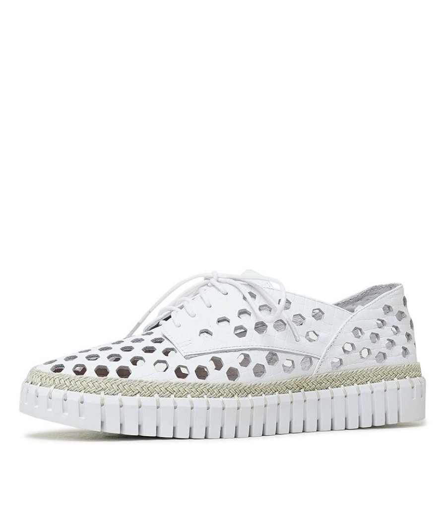 Flats Django & Juliette | Hypera White Leather Sneakers