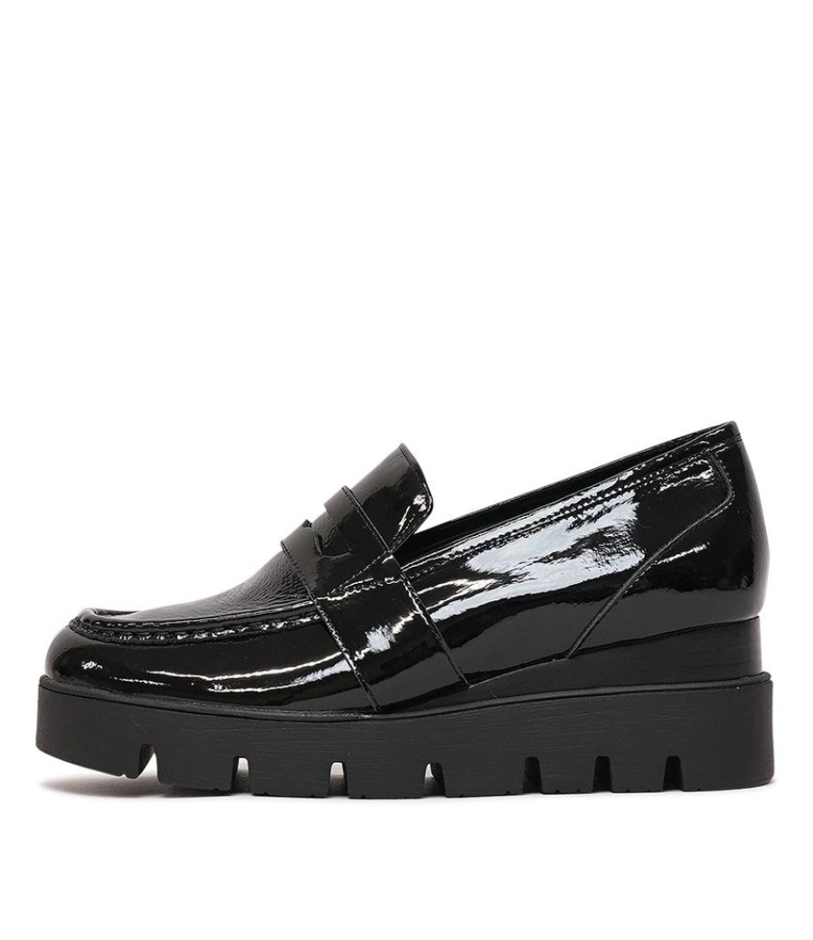 Flats Django & Juliette | Remmi Black Patent Leather Loafers