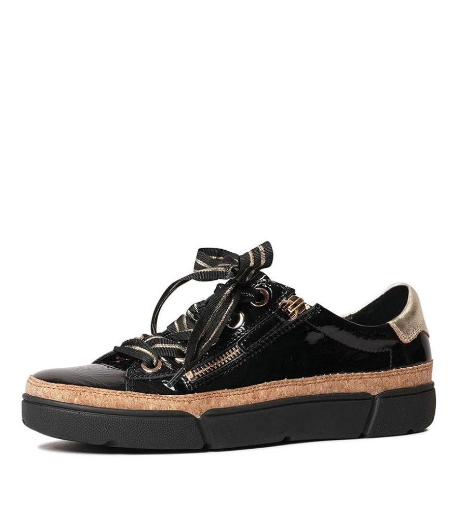 Flats Django & Juliette | Torayne Black Patent Leather Sneakers