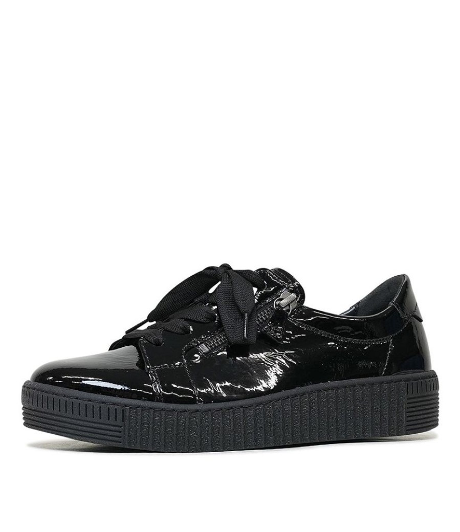 Flats Gabor | Amelia Black Patent Leather Sneakers