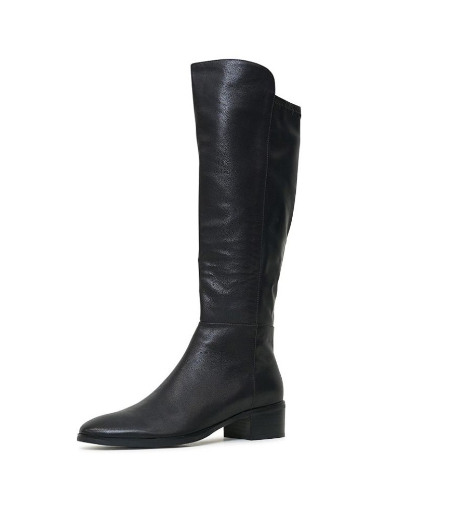 Boots Django & Juliette | Tetley Black Leather/ Stretch Knee High Boots