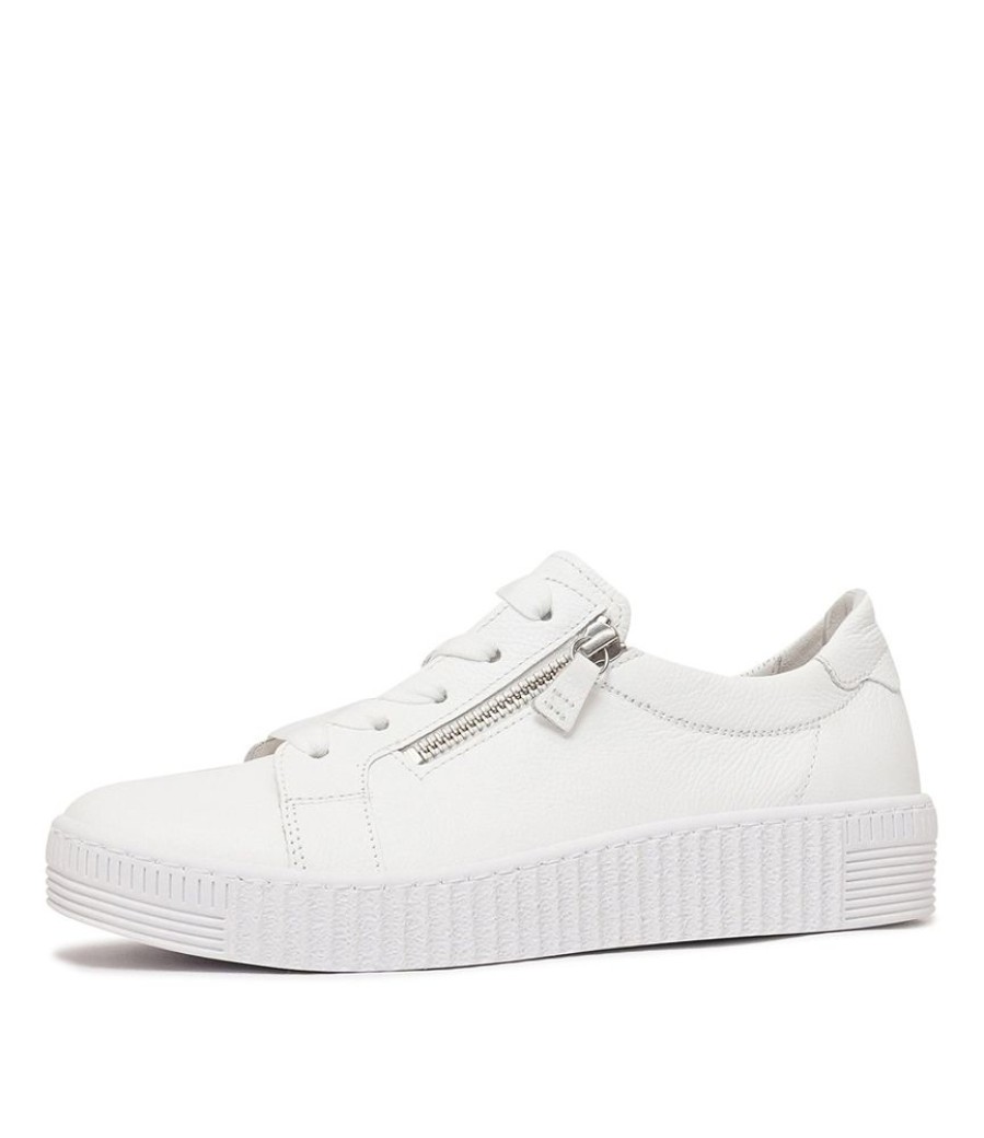 Flats Gabor | Amelia White Leather Sneakers