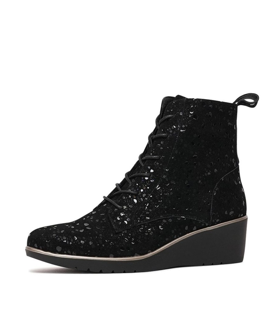 Boots Django & Juliette | Uniti Black Sparkle Suede