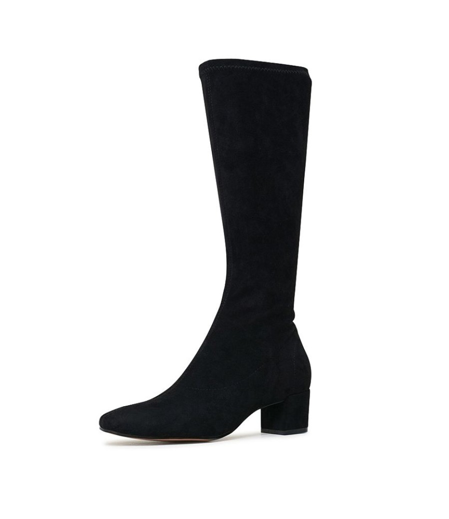 Boots Django & Juliette | Hayleys Black Microsuede Knee High Boots