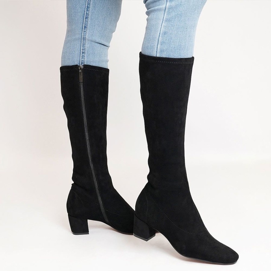 Boots Django & Juliette | Hayleys Black Microsuede Knee High Boots