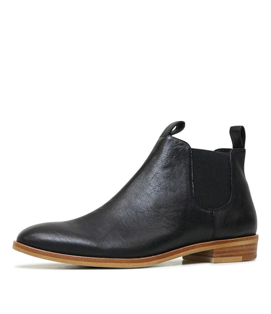 Boots Mollini Shoes | Wander Black/ Natural Heel Leather Ankle Boots