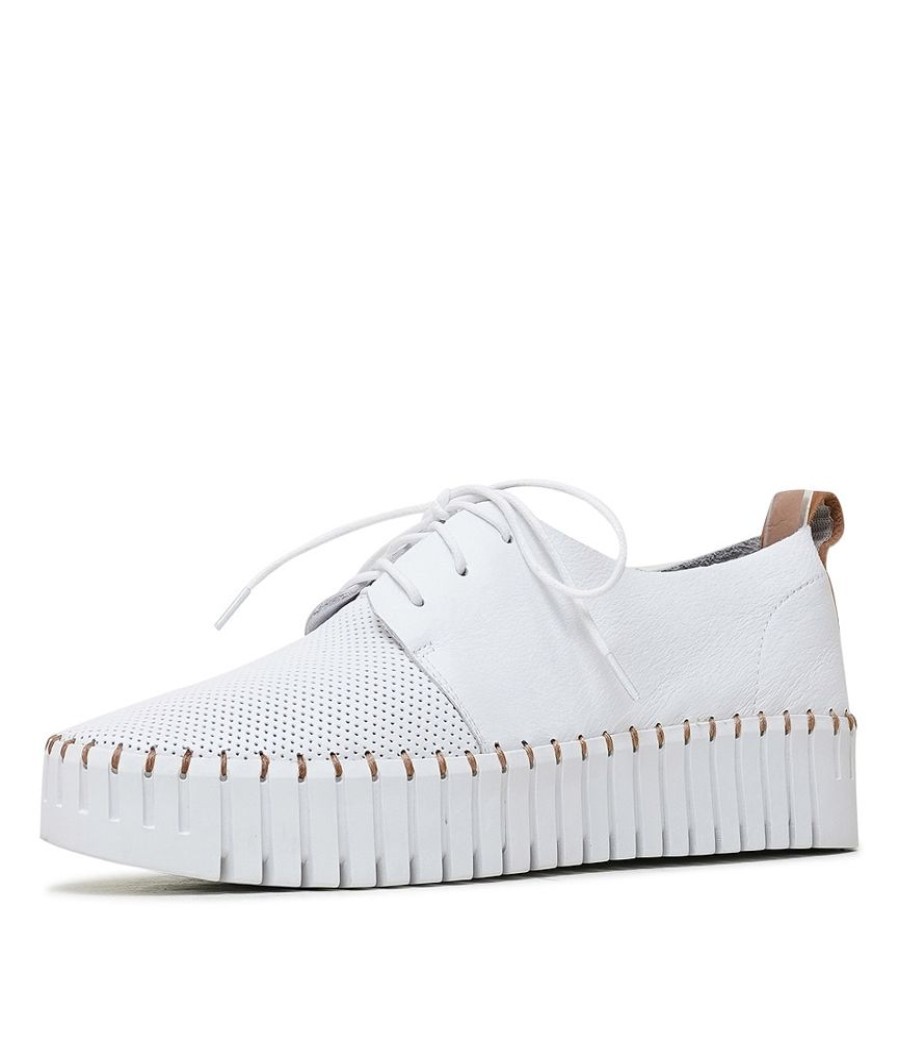 Flats Django & Juliette | Batu White/ Dark Tan Leather Sneakers