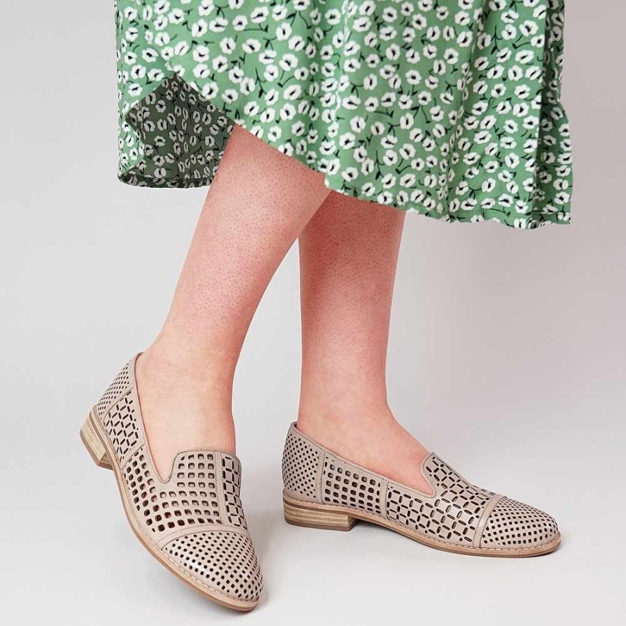 Flats Django & Juliette | Alycia Nude Leather Loafers