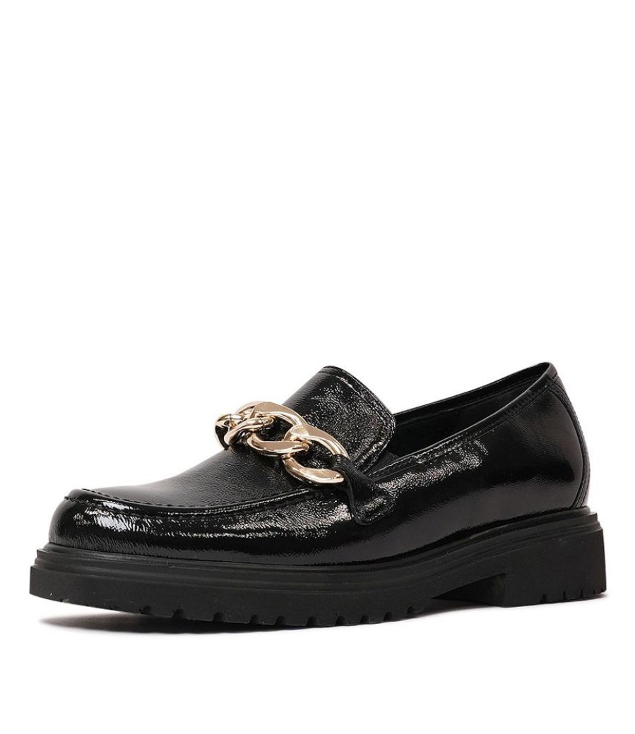 Flats Gabor | Georgia Black Patent Leather Loafers